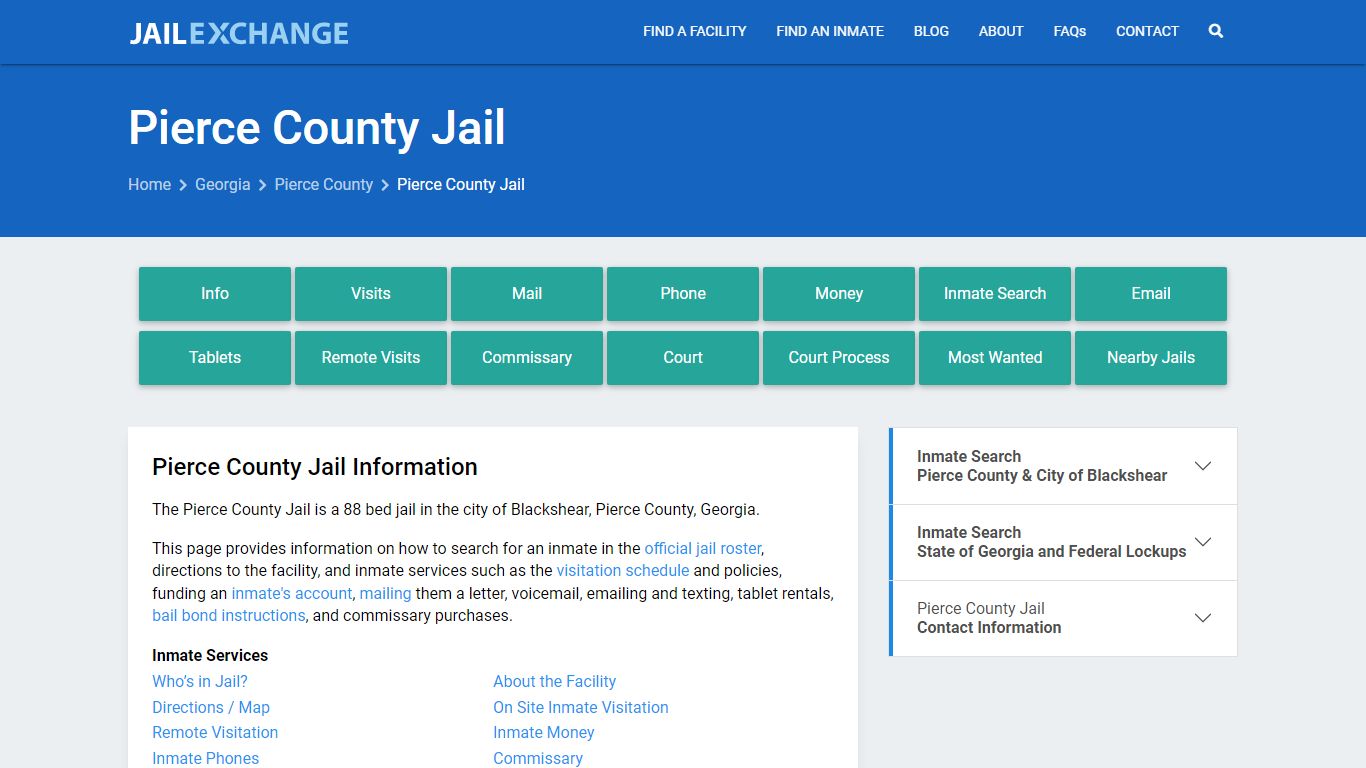 Pierce County Jail, GA Inmate Search, Information
